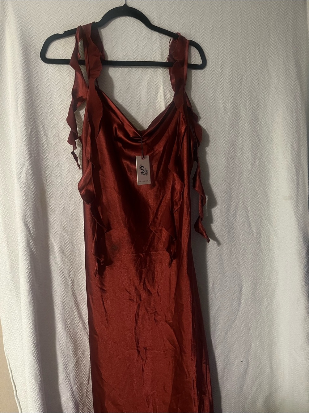 Sincerely Jules Satin Slip Dress in Burnt Orange - Picture 1 of 3